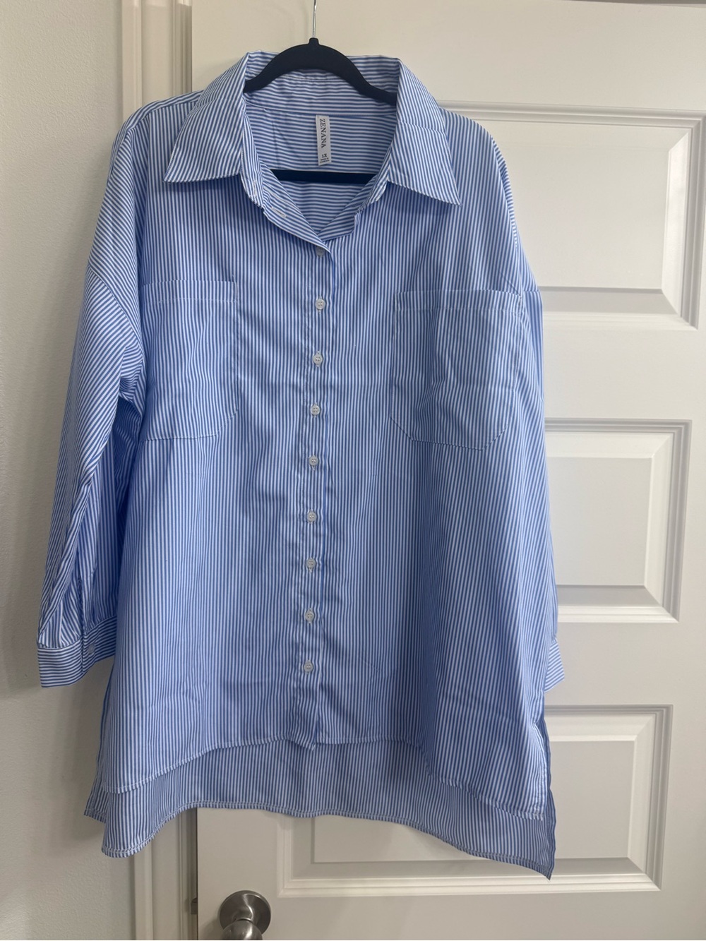 Light Blue Stripe Button-Down oversized Shirt